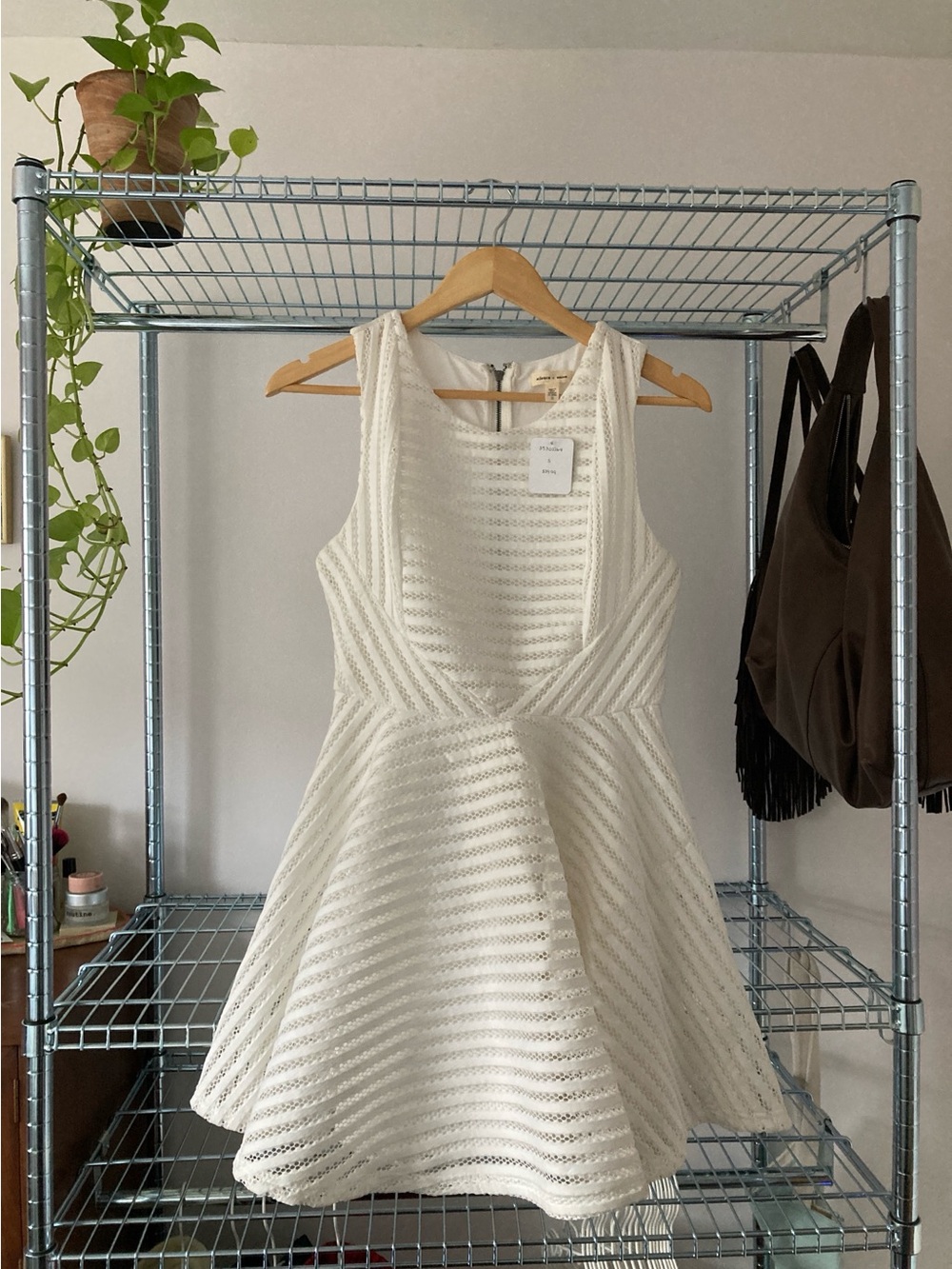 Women's White Sleeveless Fit & Flare Dress